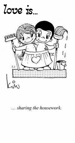 Love Is... sharing the housework.