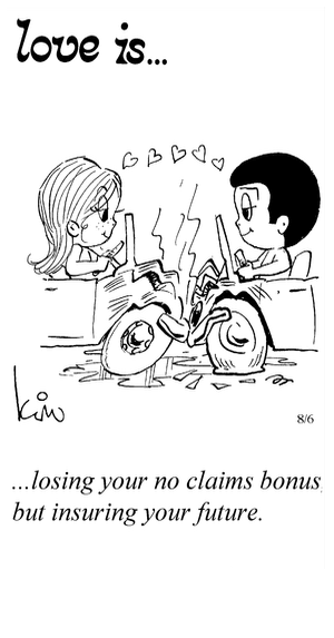 Love Is... losing your no claims bonus but insuring your future.
