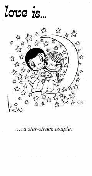 Love Is... a star-struck couple.