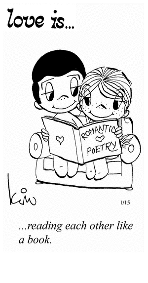 Love Is... reading each other like a book.